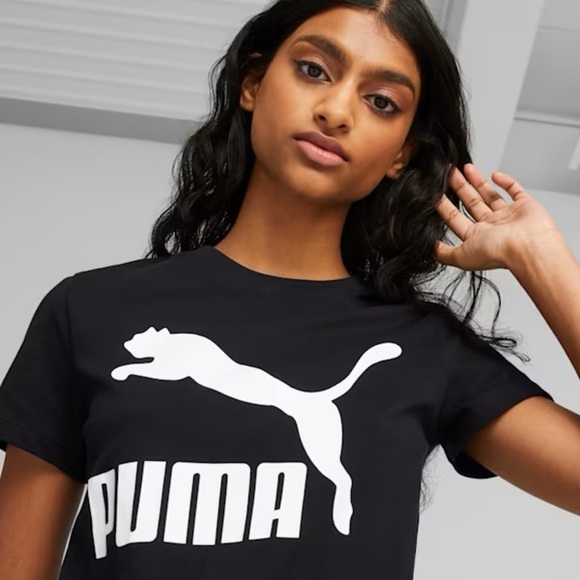 PUMA Women's Essentials Slim Logo Cropped T-shirt Black - Picture 13 of 13